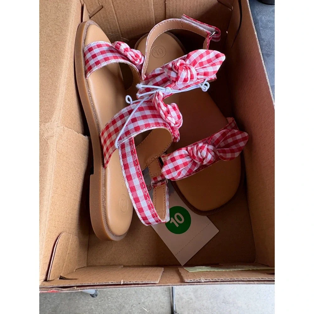 Toddler Girl Sandals by Cat & Jack Lillie Gingham Red Size 10 New With‎ Tags